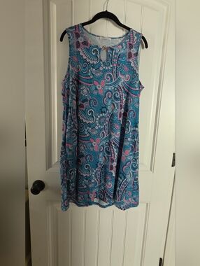 Blue & Pink Paisley Sleeveless Sundress